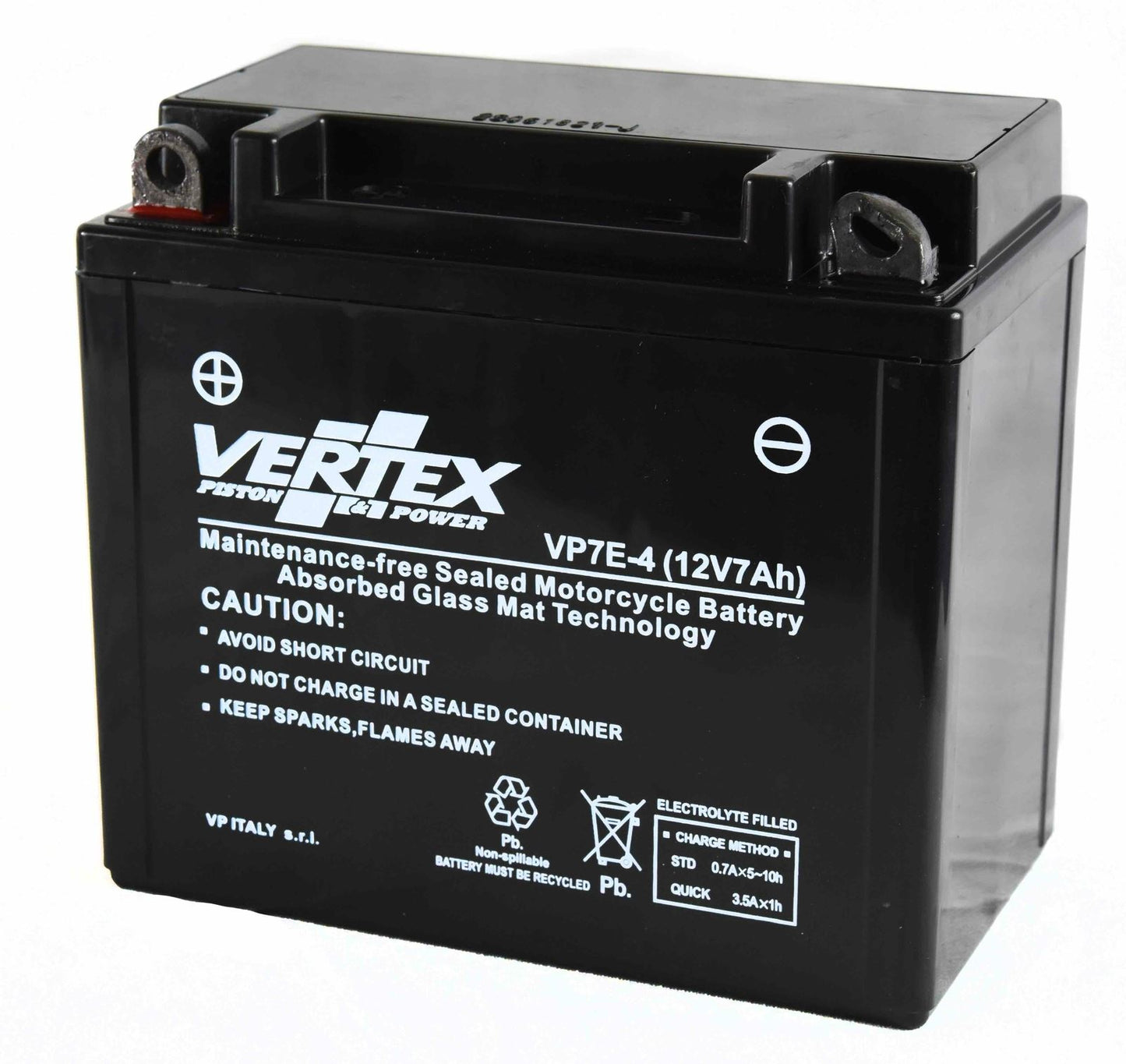 Vertex VP7E-4 Battery replaces CB7-A,12N7-4A (L:137 mm x W:76 mm x H:124 mm)