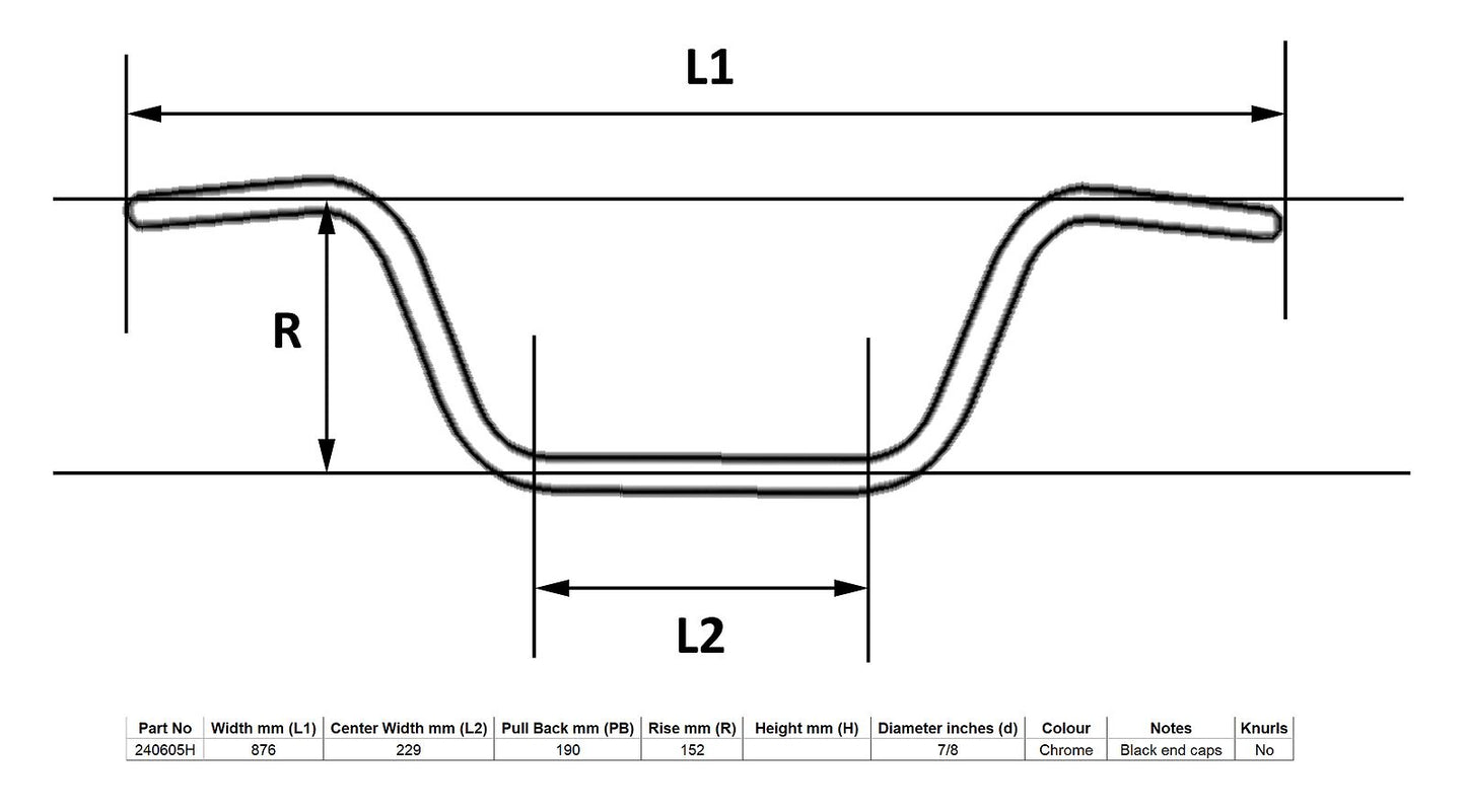 Handlebar 7/8'' Chrome Western 6'' Rise