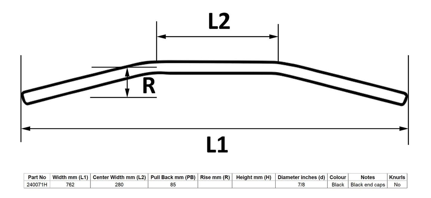 Handlebar 7/8'' Black Vincent Straight Long