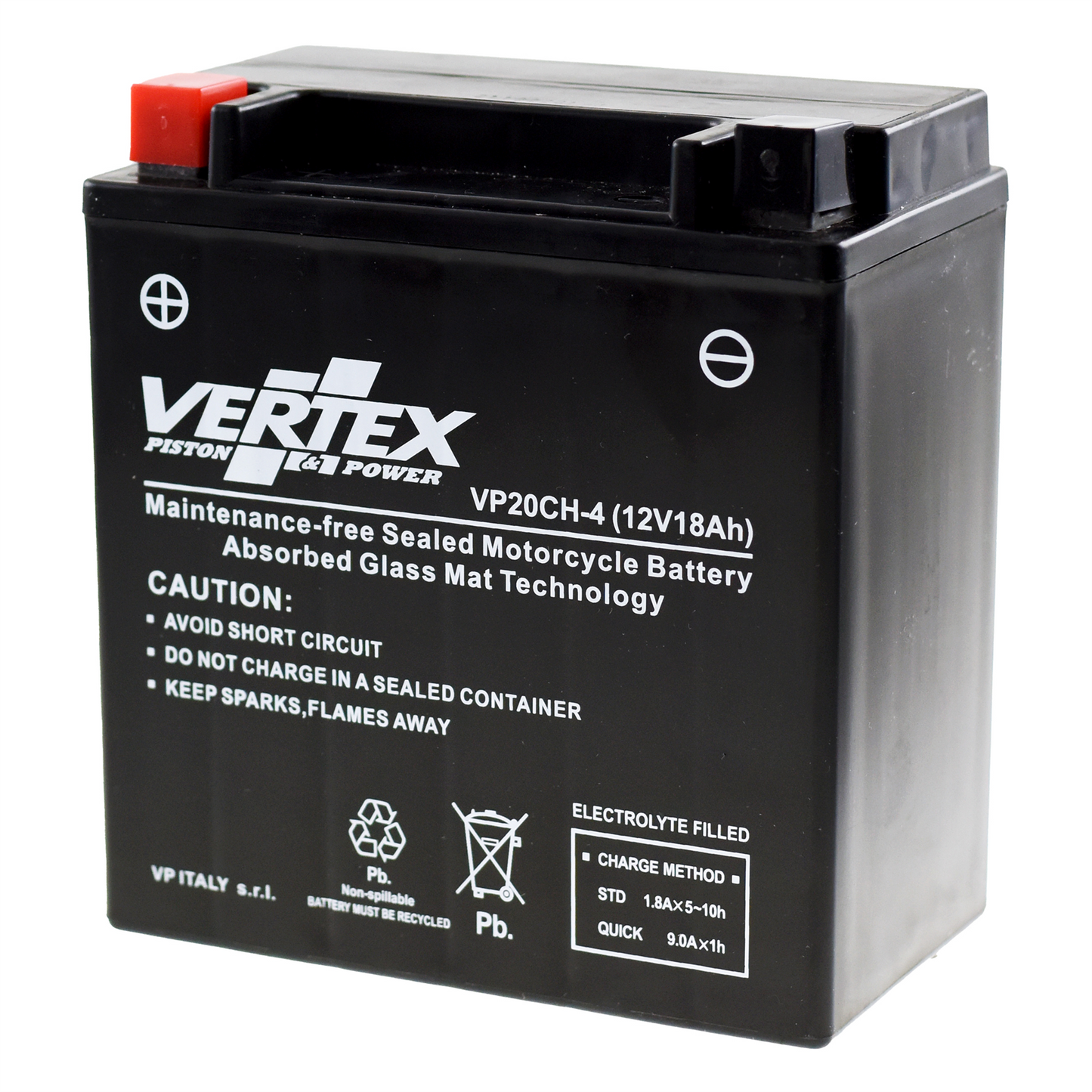 Vertex VP20CH-4 Battery replaces CTX20CH-BS (L:151 mm x W:88 mm x H:163 mm)