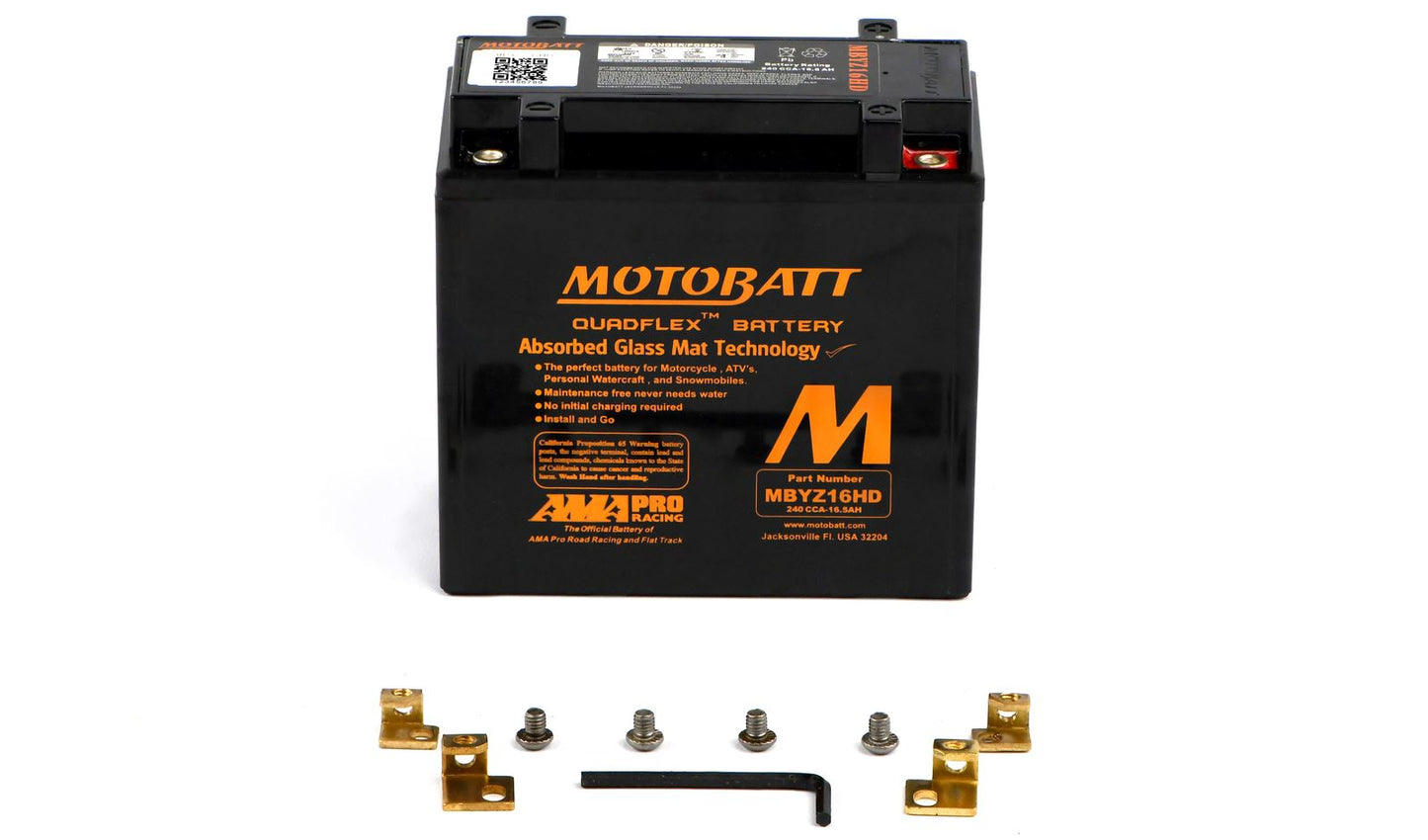 Motobatt Battery MBYZ16HD Black 12v 17.5Ah (20Hr) CCA:240A YTX14LBS L:151mm x H:145mm x W:87mm