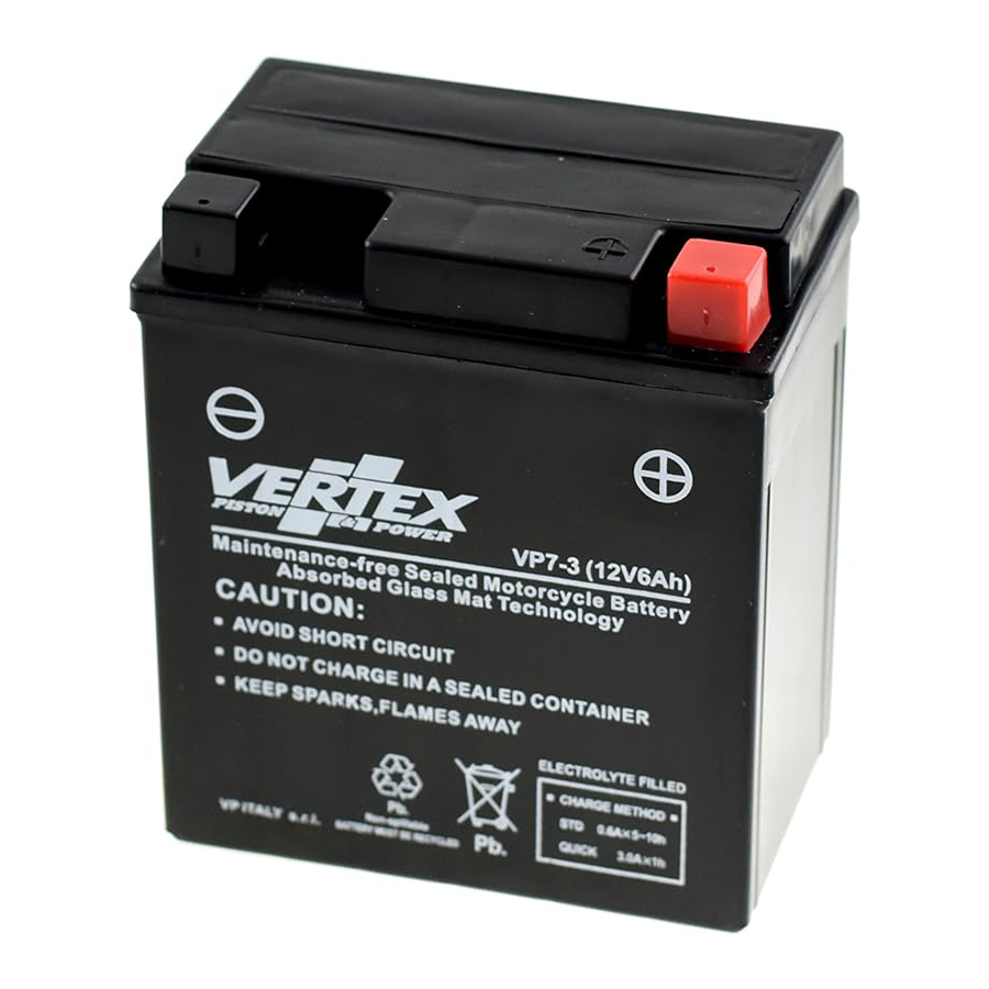Vertex VP7-3 Battery replaces CTX7L-BS (L:114 mm x W:70 mm x H:131 mm) 6AH
