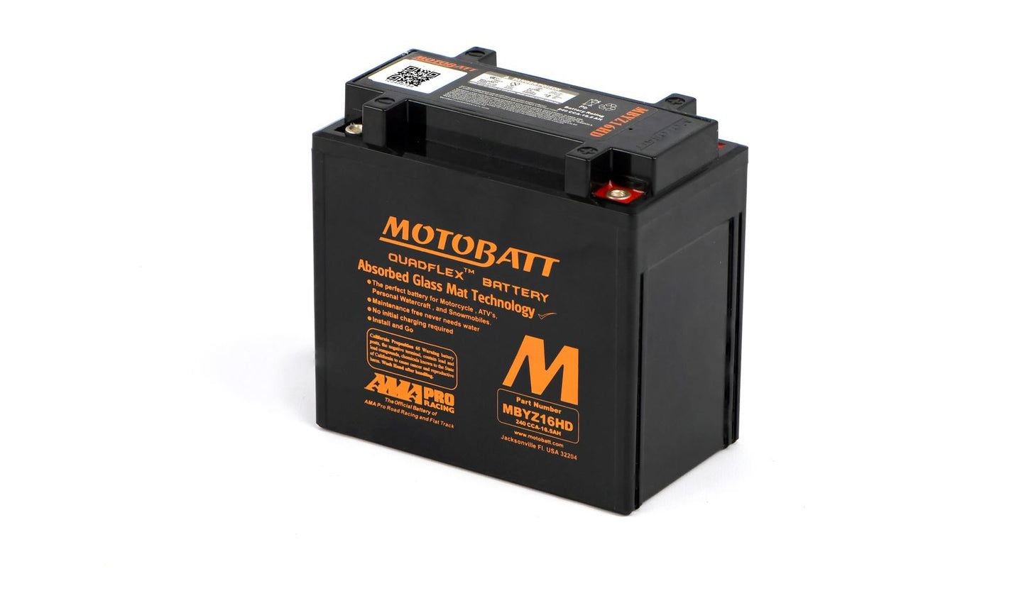 Motobatt Battery MBYZ16HD Black 12v 17.5Ah (20Hr) CCA:240A YTX14LBS L:151mm x H:145mm x W:87mm