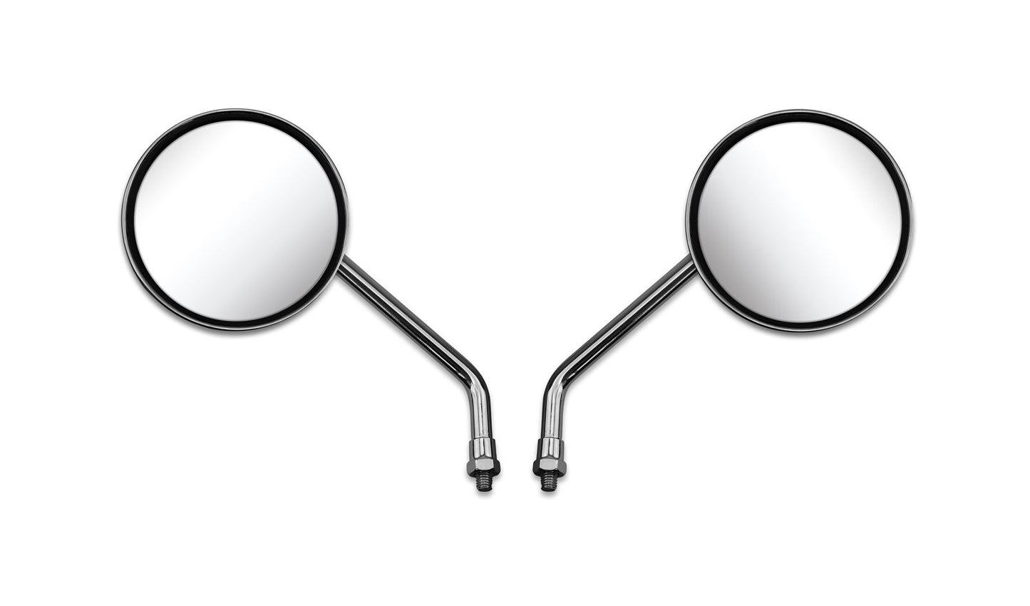 Mirrors Left & Right 10mm Chrome Round Early Honda Style (E-Marked)