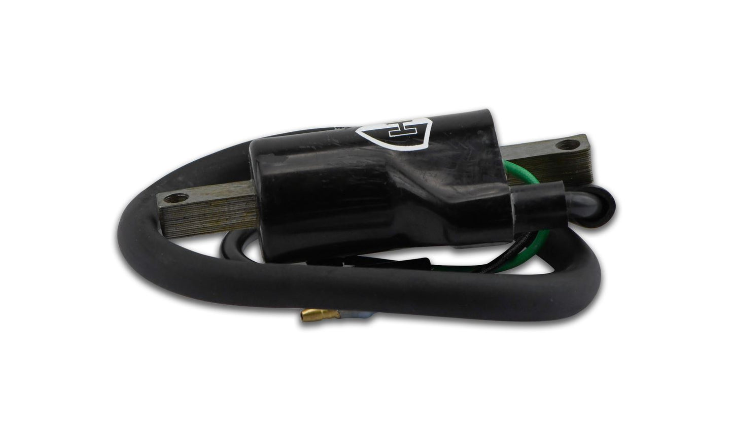 Ignition Coil 12v CDI Single Lead 2 Terminals Bullet & Earth Ring (100mm Centres) (P:0.45Oh, S: 9.65KOh)