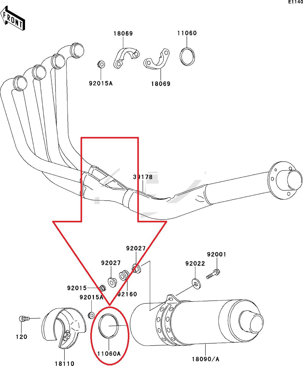 Genuine Muffler Gasket For Kawasaki ZXR 750 1994
