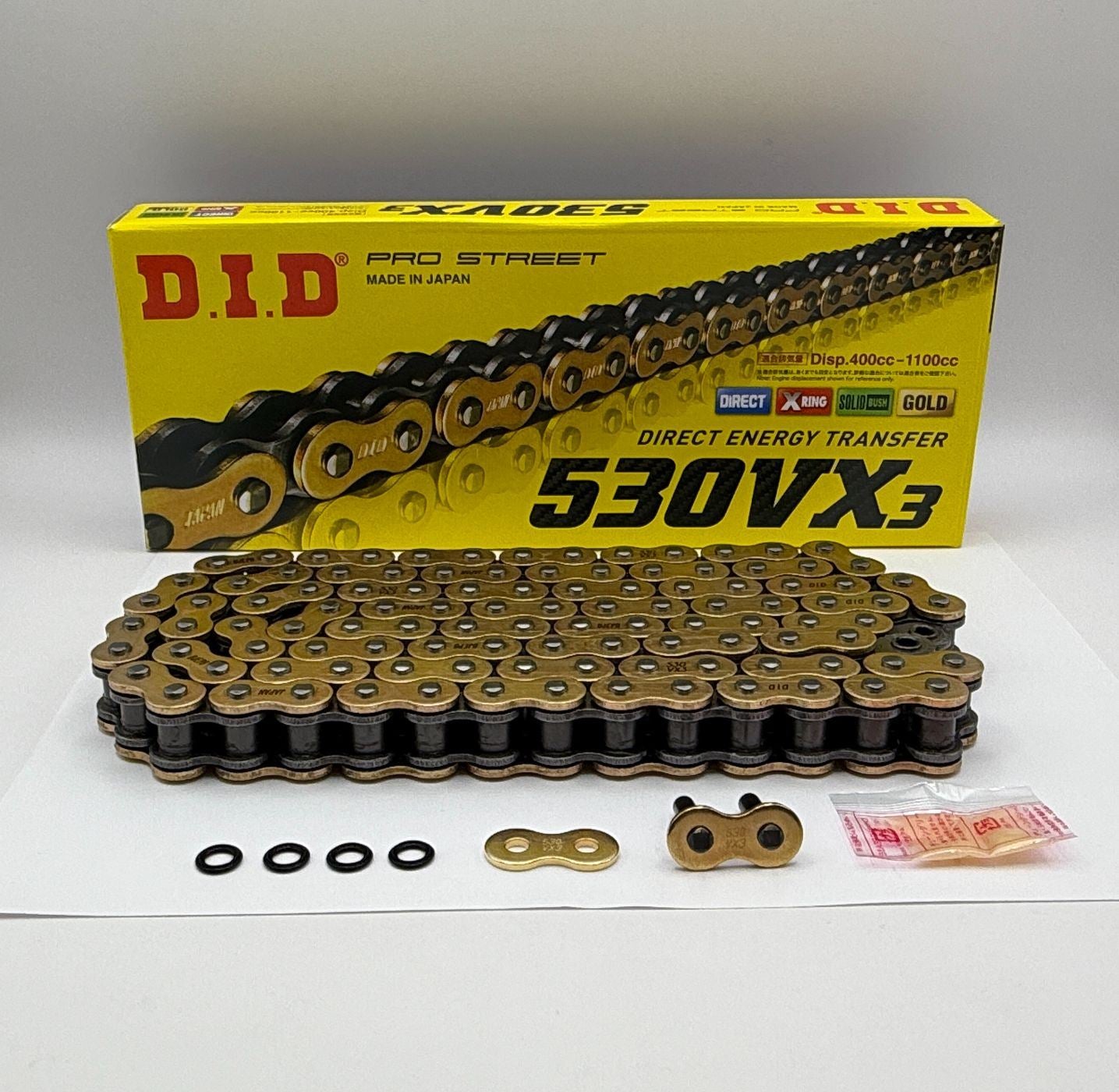 DID Chain Heavy Duty X-Ring Gold (G&B) VX3 530-110L (44.4KN) (ZJ Rivet Link)