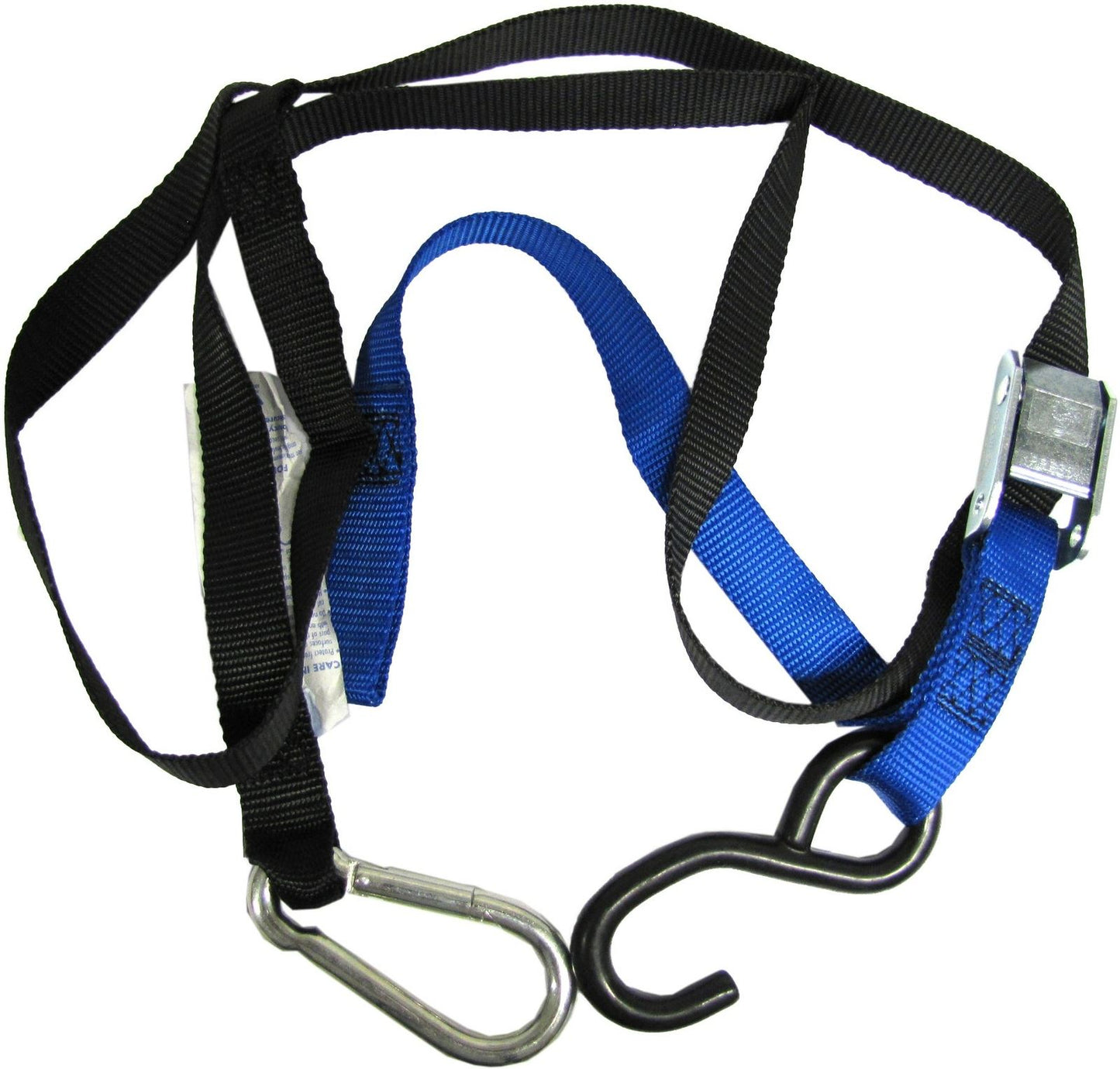 Tie Downs 25mm wide Blue/Black with hook & snap hook