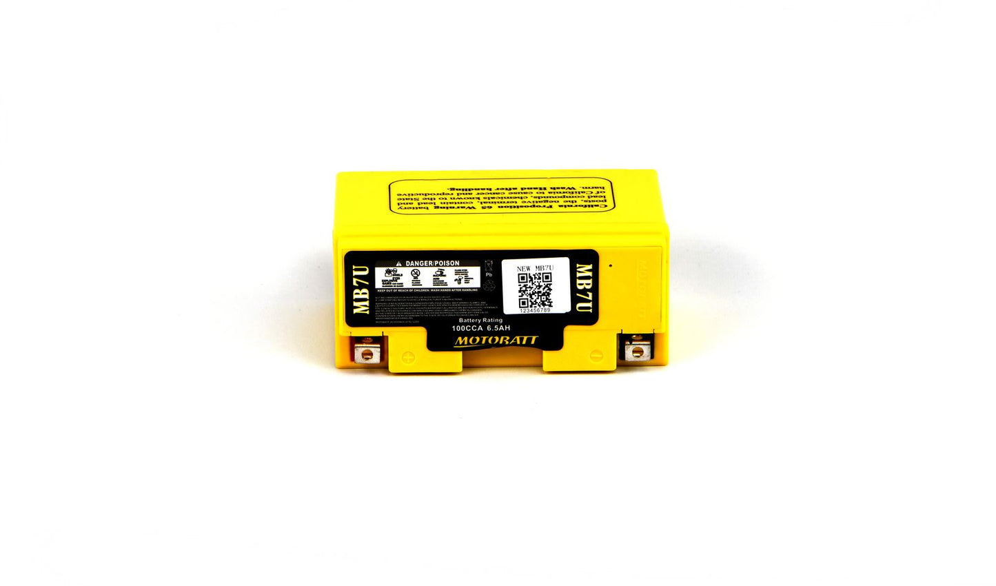 Motobatt Battery MB7U 12v 7.4Ah (20Hr) CCA:100A YT7BBS, YT7B4 L:151mm x H:94mm x W:65mm