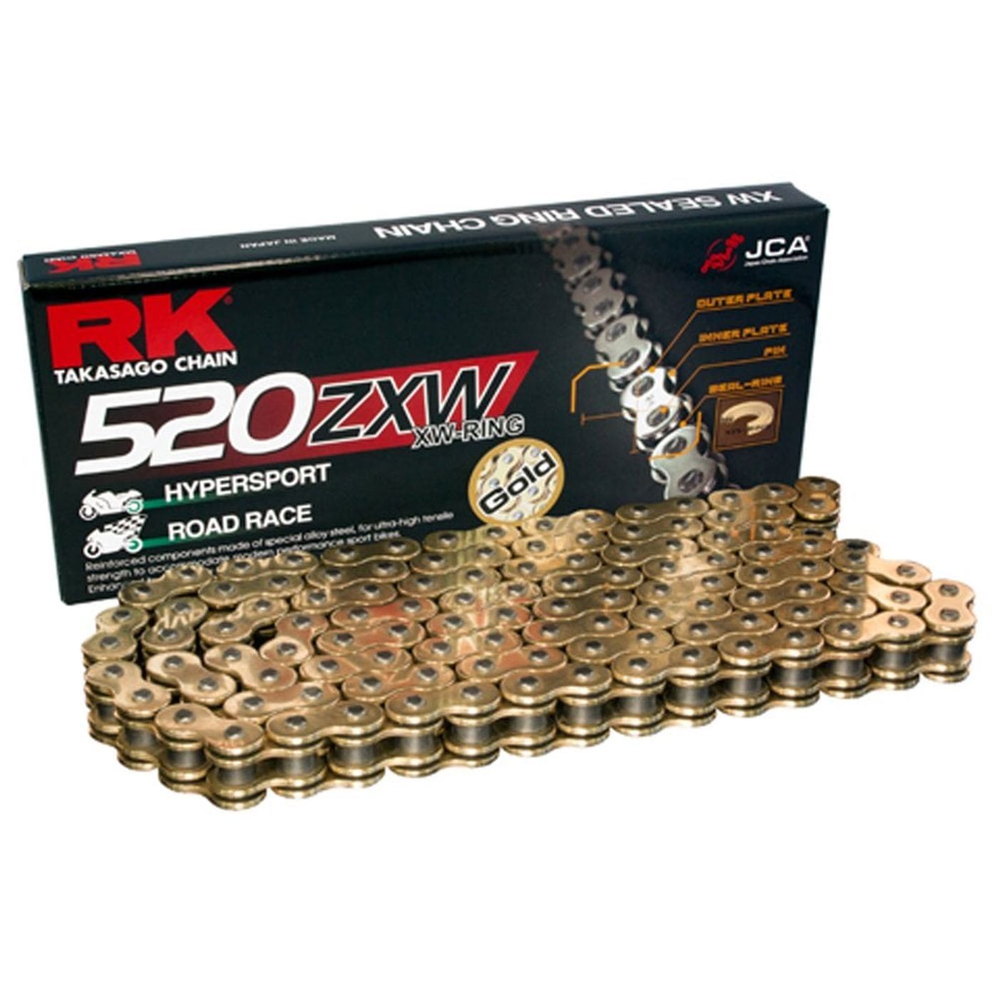 RK Chain Super Heavy Duty XW-Ring Gold ZXW 520-128L (42.0KN)
