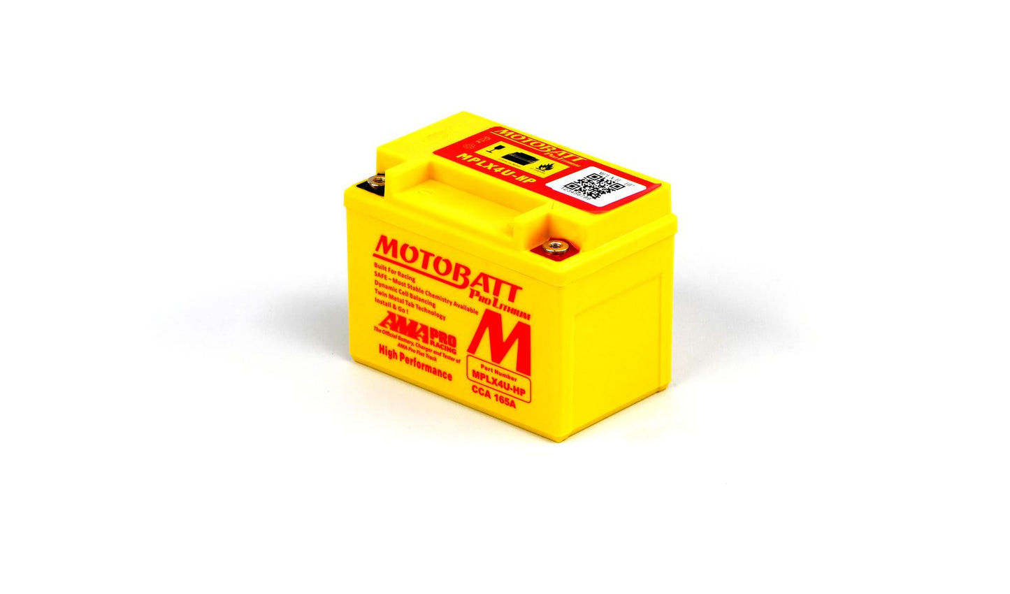 Motobatt Pro Lithium Battery MLX4U-HP 12v 2.2AH CA:60A With Charge Protection YTX4L-BS, YT4L-BS, YTZ5S-BS, YB4L-A, YB4L-B L:114mm x H:87mm x W:70mm (Also Has 20mm Spacer)