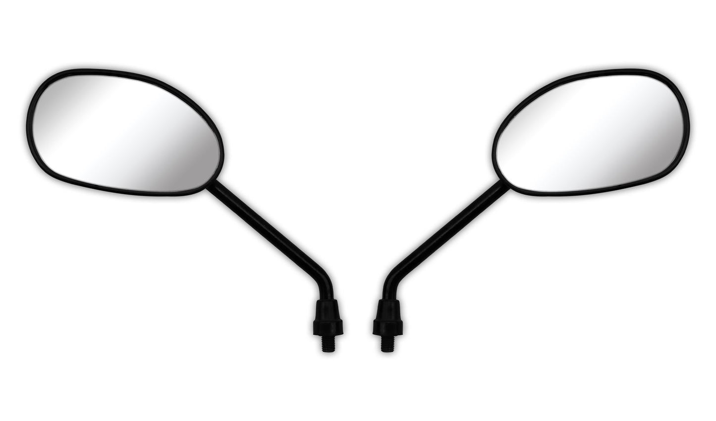 Mirrors Left & Right 10mm Black Rectangle Long Stem Replacement Mirrors for Yamaha YBR125 and Yamaha models with right hand side mirror using left hand thread