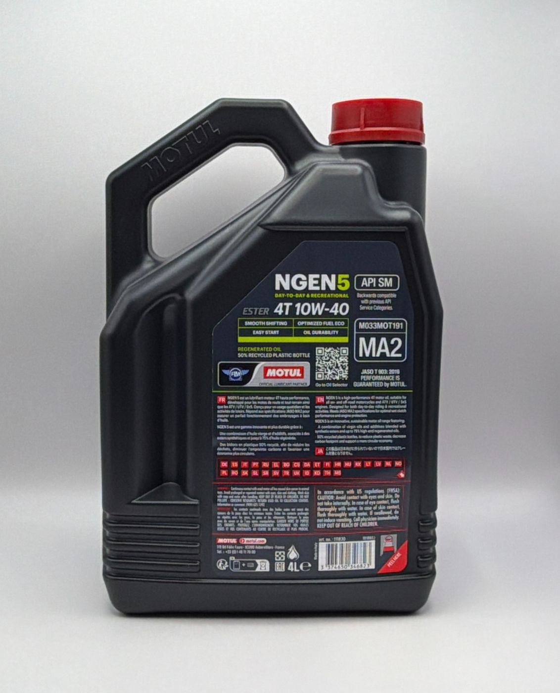 Motul NGEN 5 10w40 4T Next Generation Sustainable Ester Base Synthetic Blend (Upto 75% High Grade Regenerated Oils) API SP, JASO MA2 (2023)