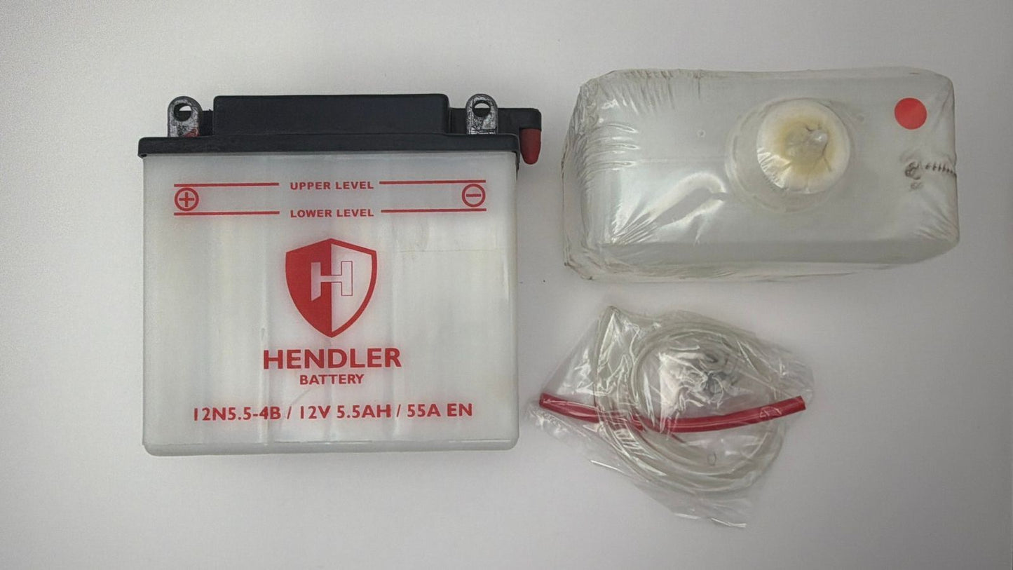 Battery 12N5.5-4B, GM6-4B With Acid Pack 12v 5.5AH L:135mm H:130mm W:60mm