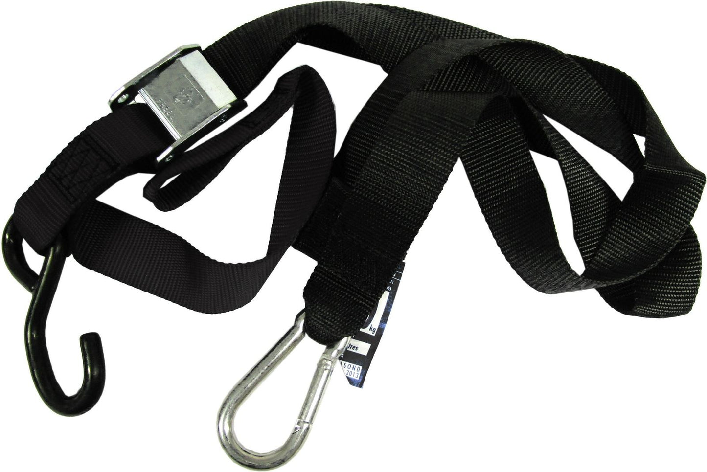 Tie Downs 38mm wide Black with hook & snap hook