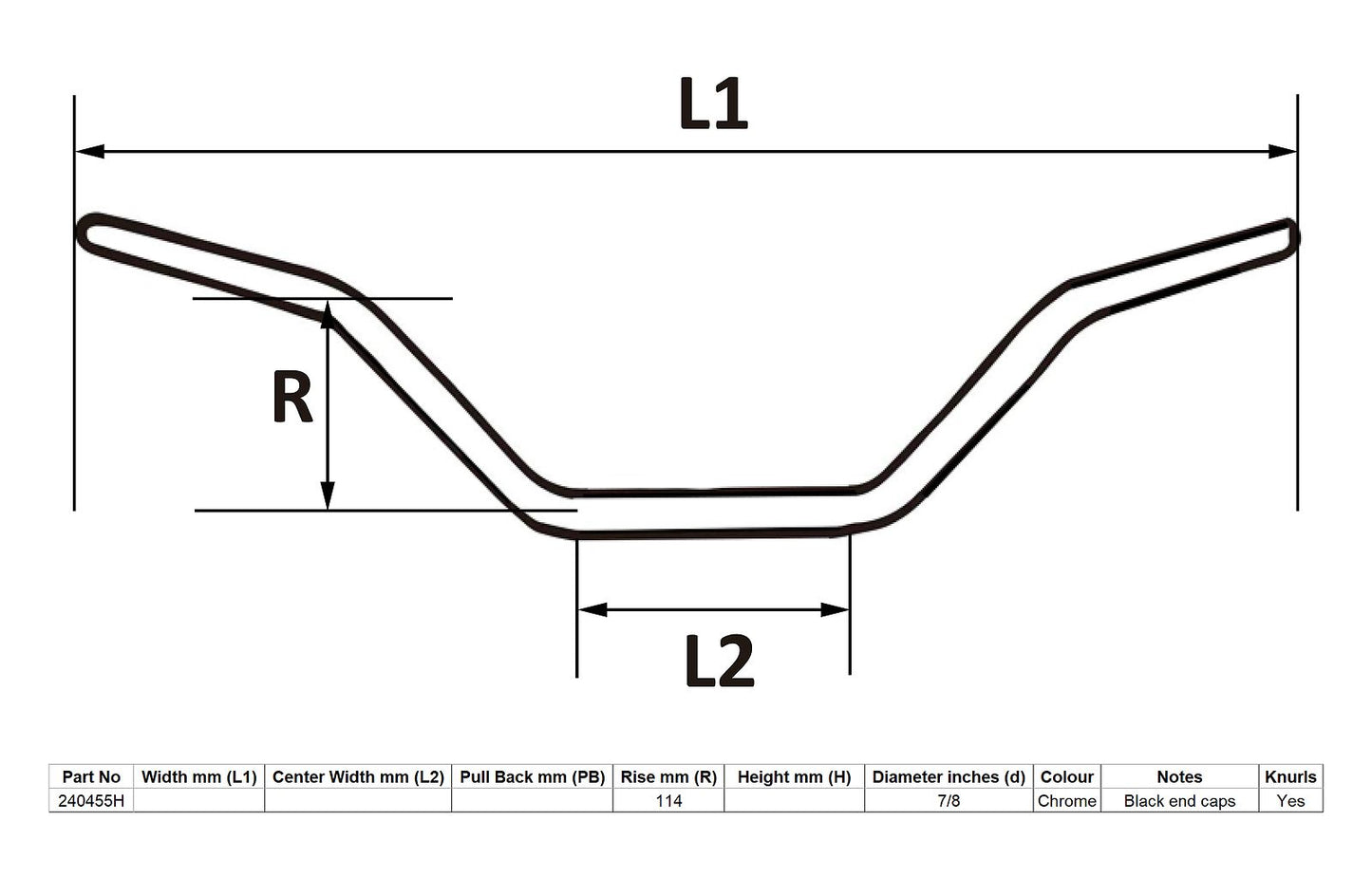 Handlebar 7/8'' Chrome 4.50'' Rise Suzuki GT750