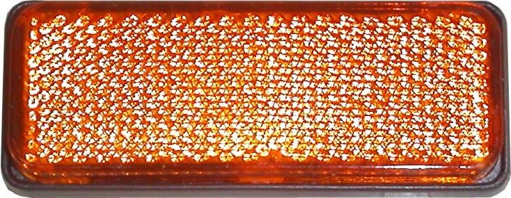 Reflector Amber Rectangle Stick-on Black Rim 85mm x 30mm