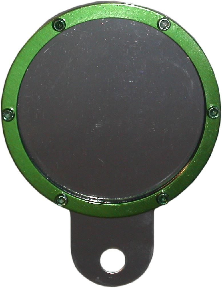 Tax Disc Holder Round Green Rim 6 Studs Silver Backing