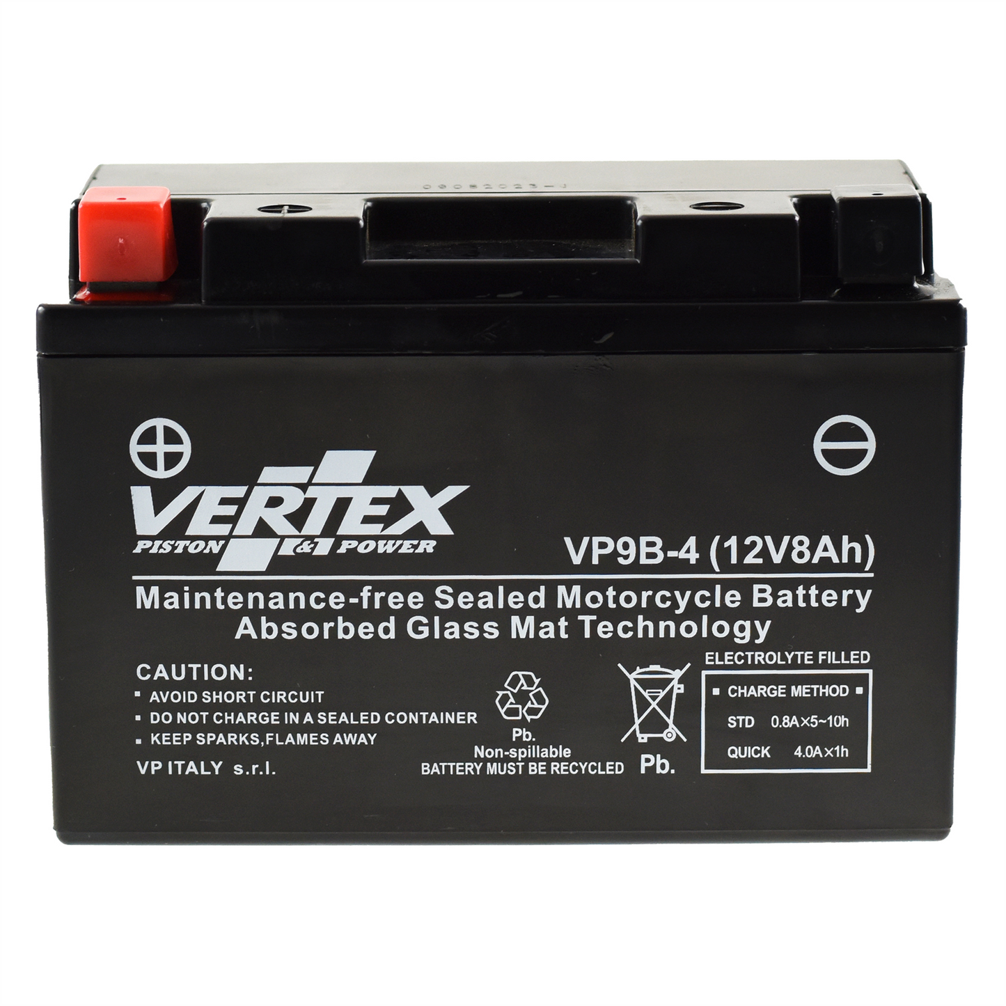 Vertex VP9B-4 Battery replaces CT9B-4,CT9B-BS (L:150 mm x W:70 mm x H:132 mm)