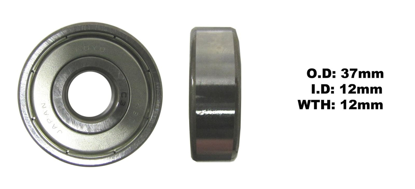 Koyo Bearing 6301-ZZ-C3 (ID:12mm x OD:37mm x W:12mm)