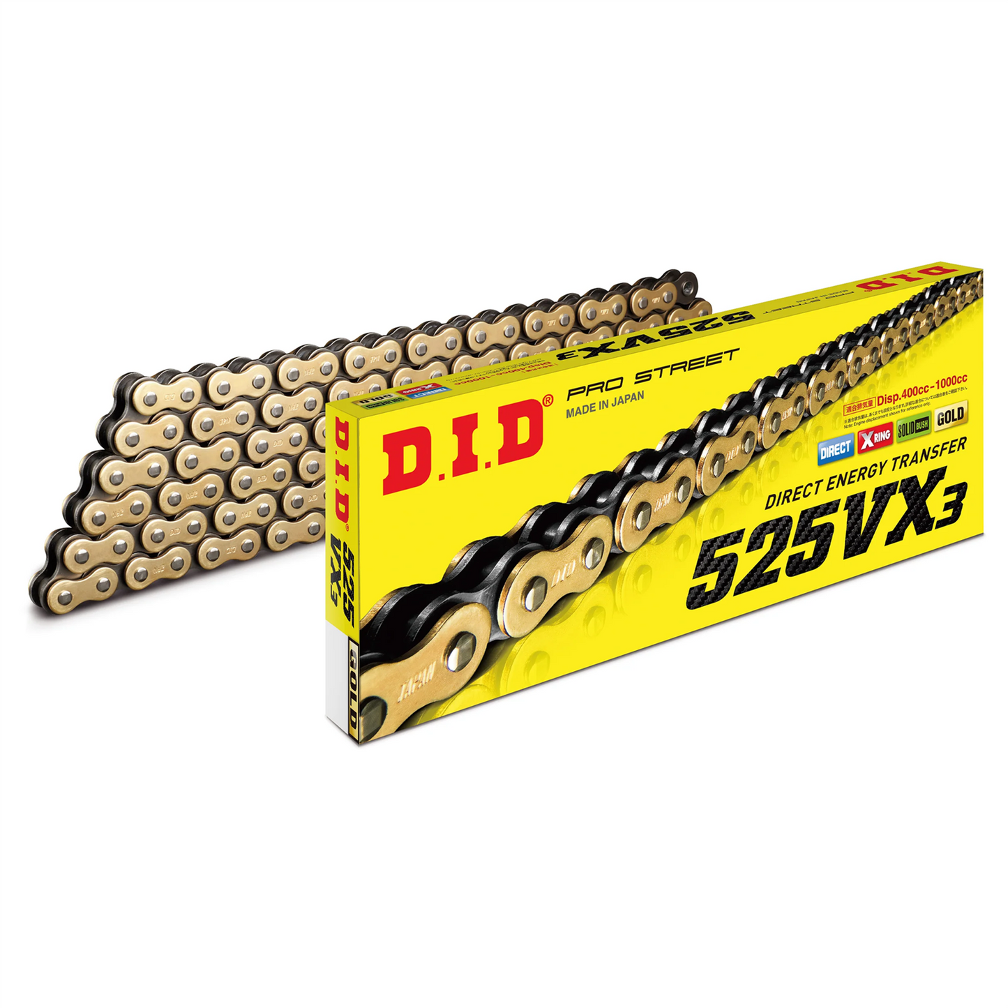 Chain DID 525VXGB-108 X-Ring(Gold)