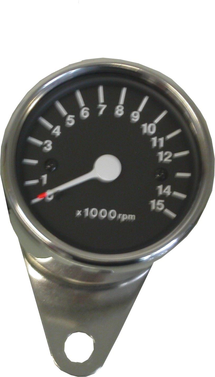 Tacho 60mm Electronic Black face with Chrome Body
