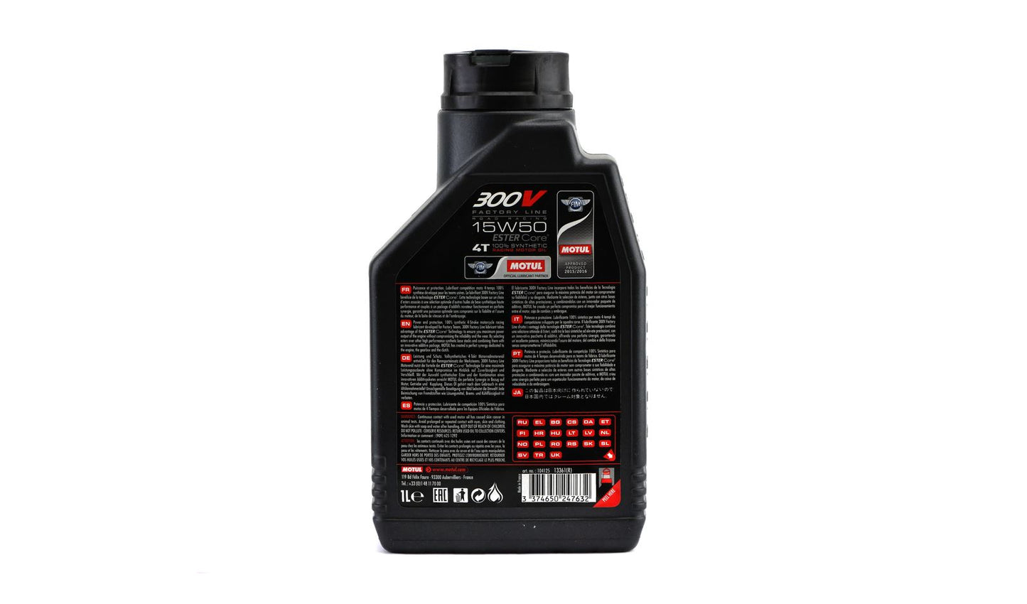 Motul 300V Factory Line 15w50 4T 100% Synthetic 1 Litre