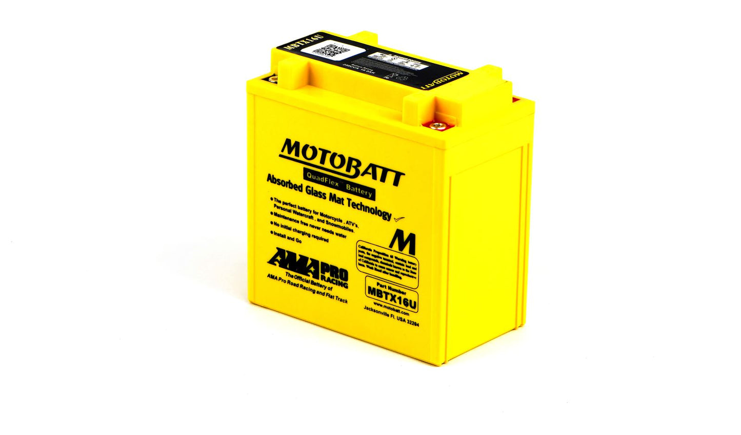 Motobatt Battery MBTX16U 12v 20.1Ah (20Hr) CCA:245A YTX16BS, YTX20CHBS L:151mm x H:161mm x W:87mm