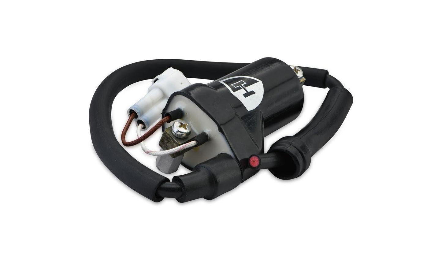 Ignition Coil 12v Royal Enfield OE References: 581027/B, RAC00156 as fitted to Bullet 500 EFI (Euro 3) 2011-2016, Classic 500 EFI (Euro 3) 2009-2016, Electra 500 X 2005-2008, Electra 500 EFI 2008-2012