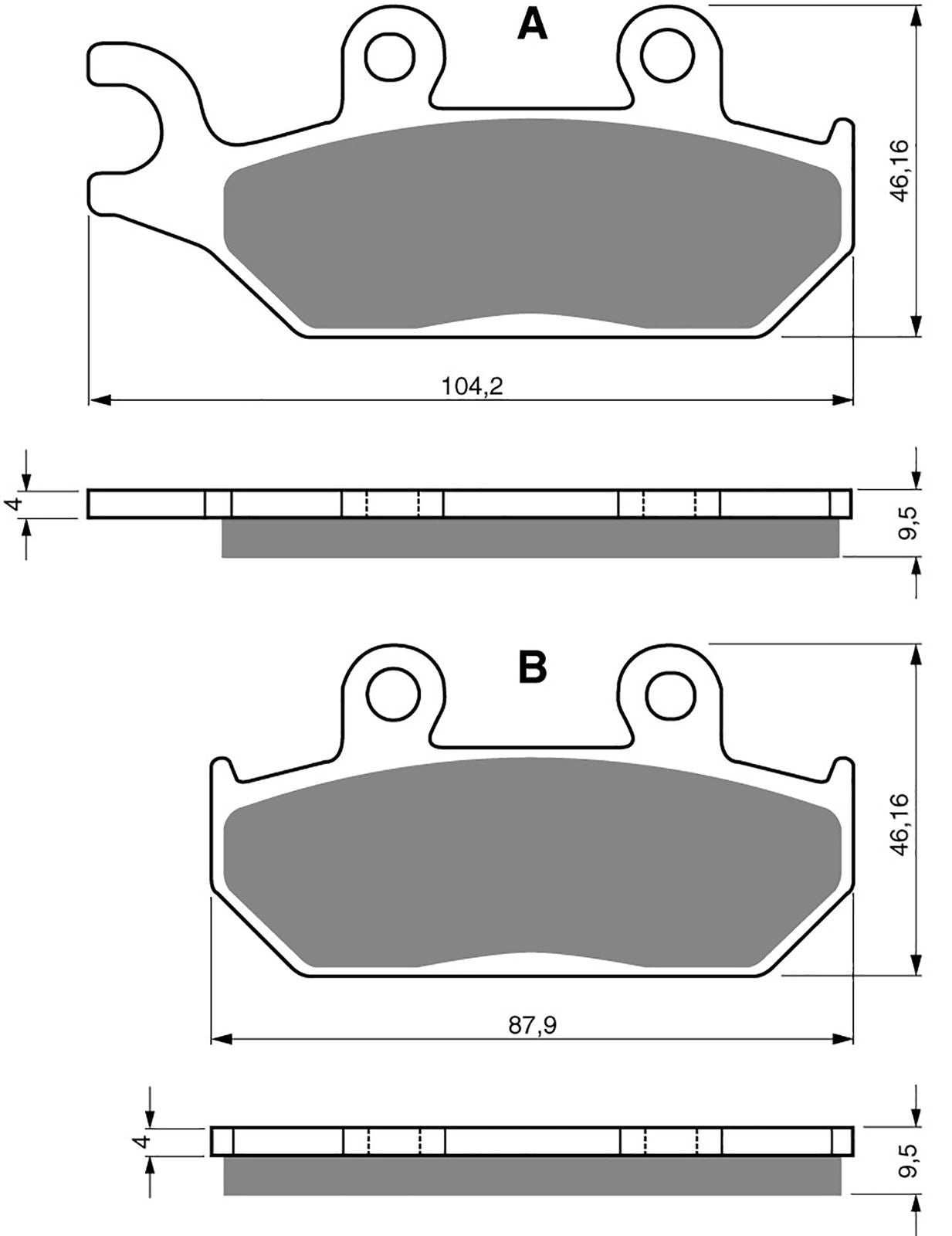 Goldfren Brake Pads AD033, VD252, FA172, FDB737, SBS650 FA645 (AD345 OPPOSITE)