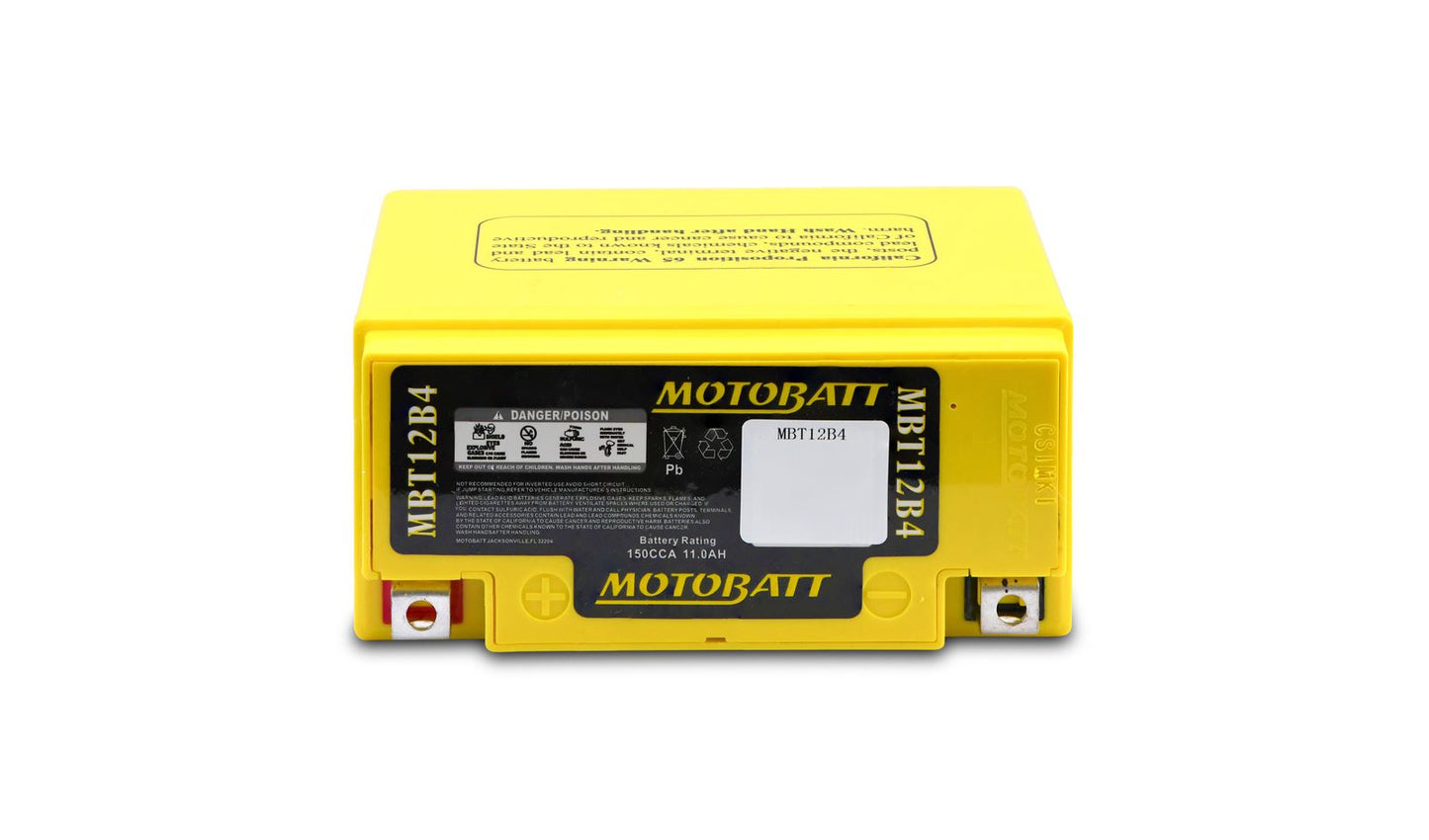 Motobatt Battery MBT12B4 12v 12.7Ah (20Hr) CCA:165A YT12BBS, YT12B4 L:150mm x H:130mm x W:70mm