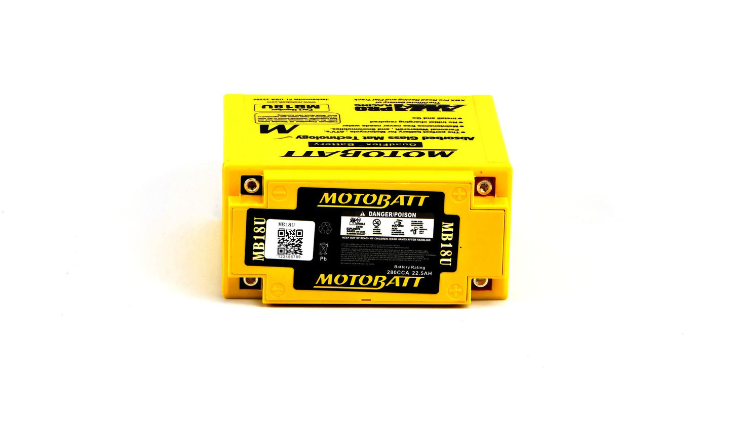 Motobatt Battery MB18U 12v 23.9Ah (20Hr) CCA:280A 51815, YB18A, YB18LA L:180mm x H:162mm x W:90mm