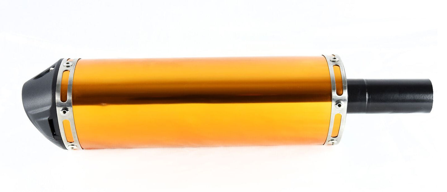 Exhaust Universal Triangular Gold 38mm Inlet Baffled includes Bracke