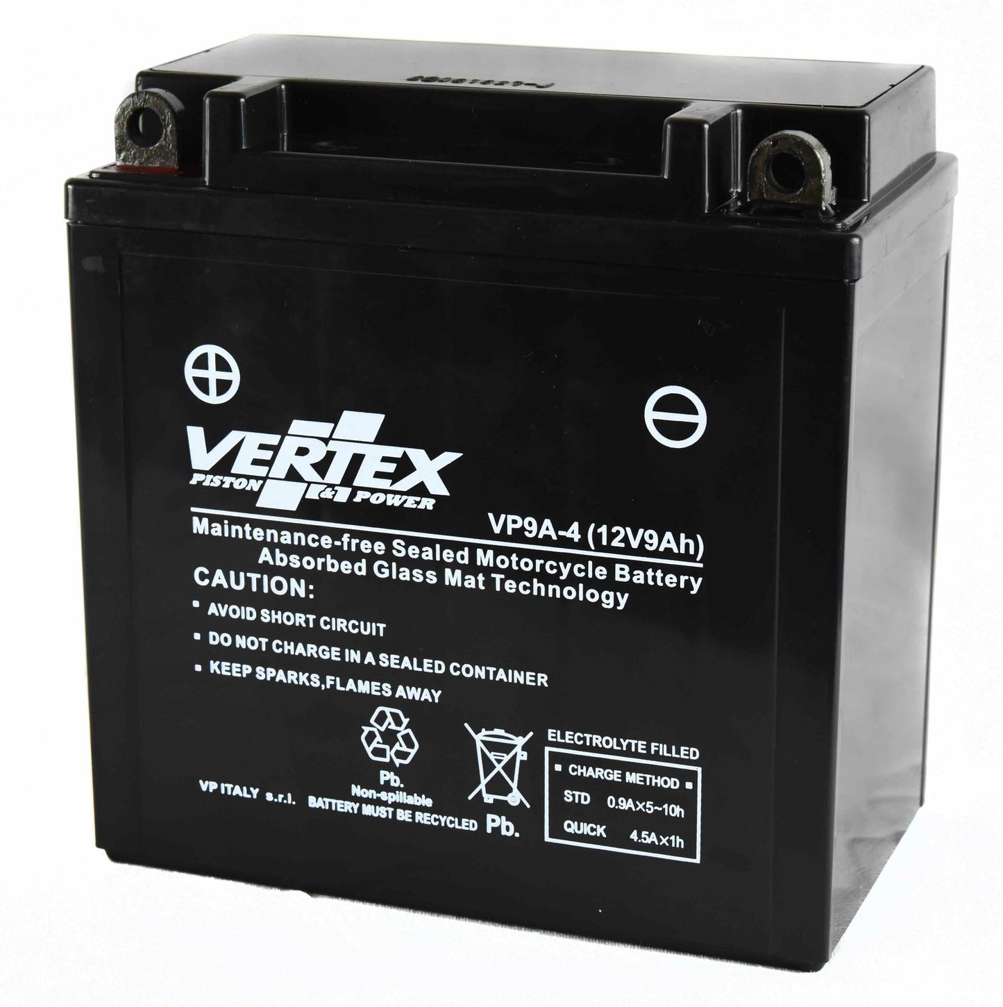 Vertex VP9A-4 Battery replaces CB9-B,12N9-4B-1 (L:136 mm x W:75 mm x H:110 mm)