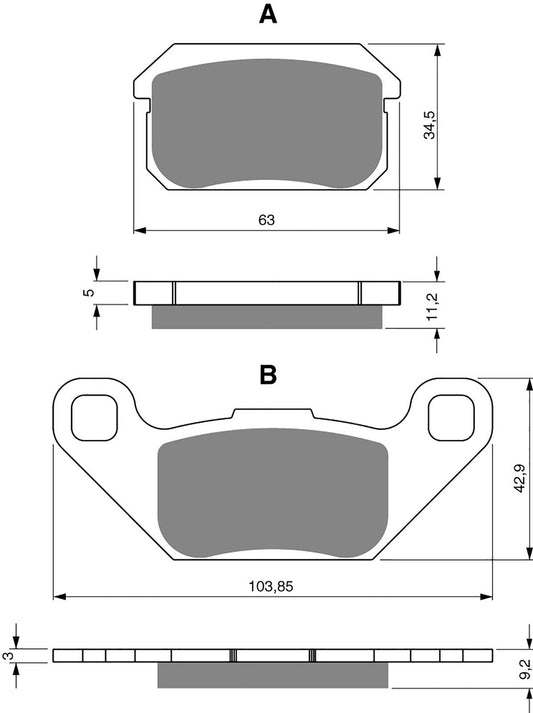 Goldfren Brake Pads S33-283, FA431 as fited to Adly, CPI, PGO 250 Quad Rea