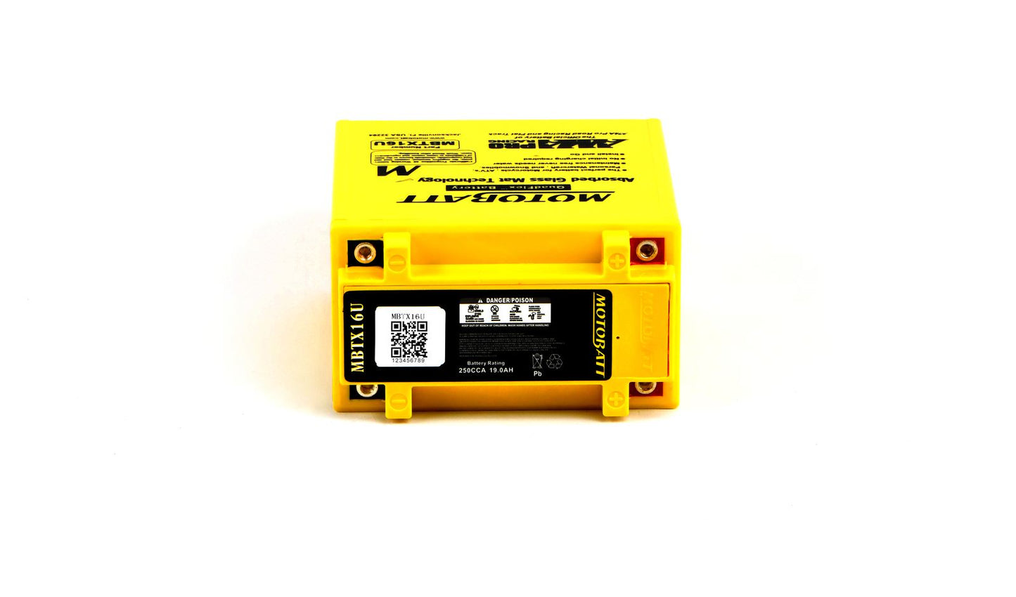 Motobatt Battery MBTX16U 12v 20.1Ah (20Hr) CCA:245A YTX16BS, YTX20CHBS L:151mm x H:161mm x W:87mm