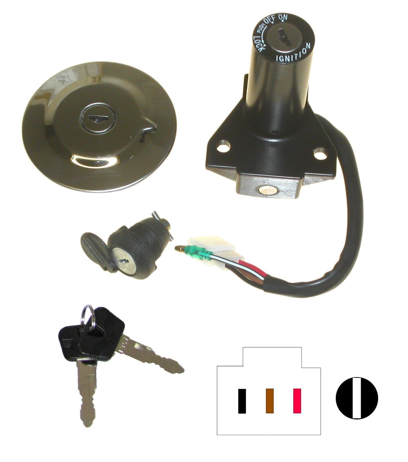 Ignition Switch Lock Set Yamaha Black, Brown, Red, Black/White