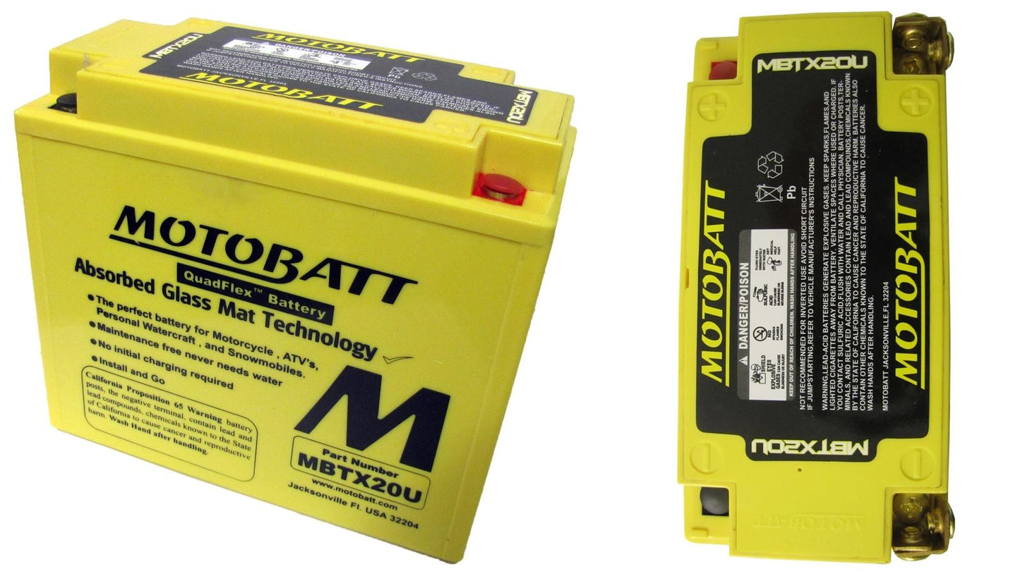 Motobatt Battery MBTX20U 12v 22.3Ah (20Hr) CCA:320A YTX20LBS, YB16A L:175mm x H:155mm x W:87mm