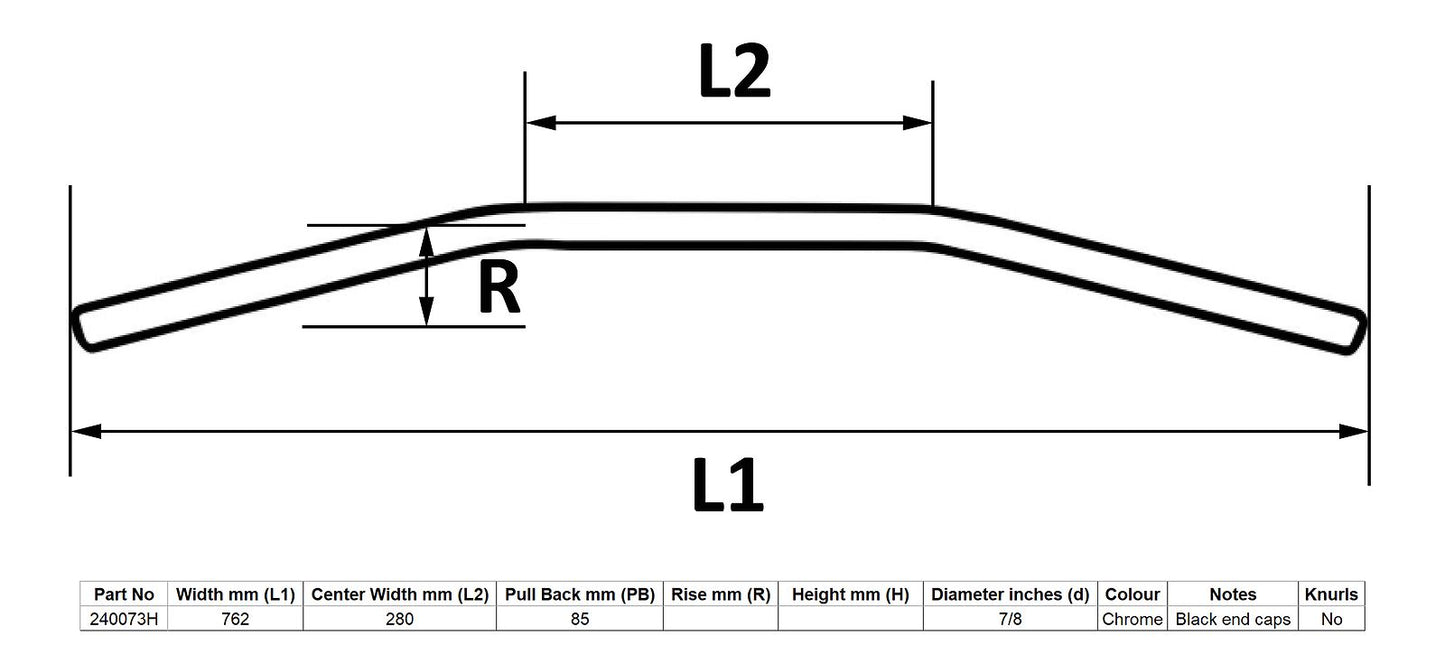 Handlebar 7/8'' Chrome Vincent Straight 28'' Long