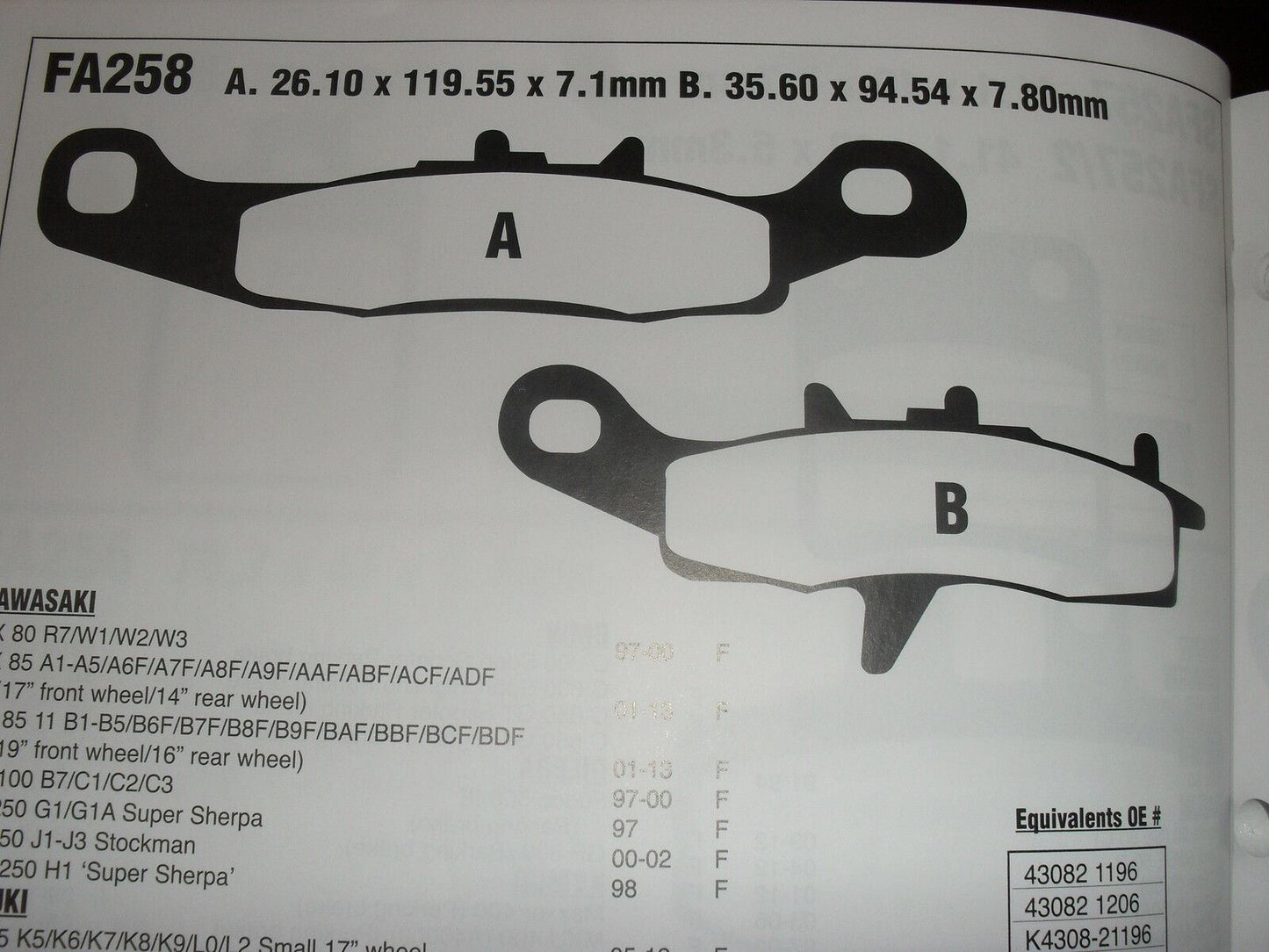 EBC FA 258 Motorcycle Brake Pads Limited Stock!!