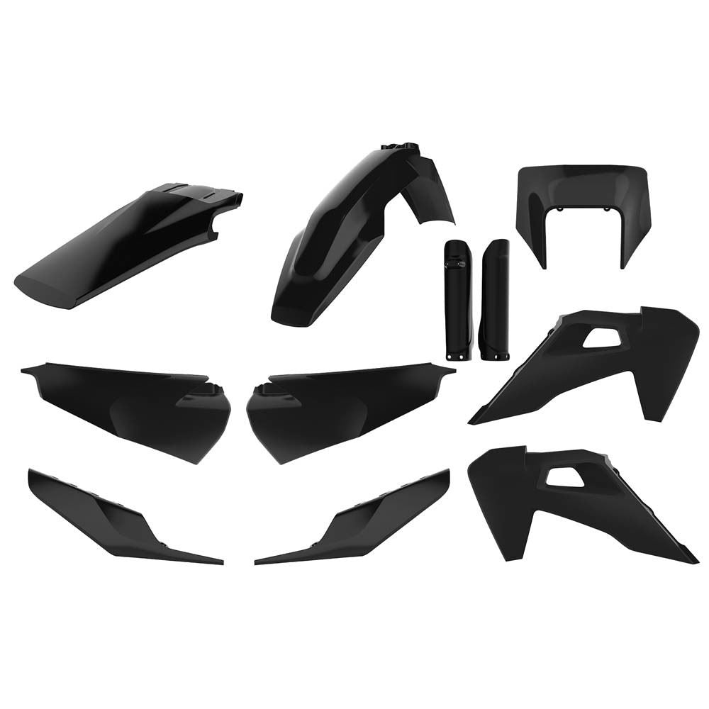 POLISPORT PLASTIC KIT + FORK GUARDS HUSQVARNA TE150-300, FE250-501 20-23, BLACK