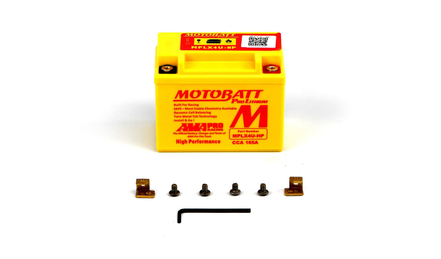 Motobatt Pro Lithium Battery MLX4U-HP 12v 2.2AH CA:60A With Charge Protection YTX4L-BS, YT4L-BS, YTZ5S-BS, YB4L-A, YB4L-B L:114mm x H:87mm x W:70mm (Also Has 20mm Spacer)