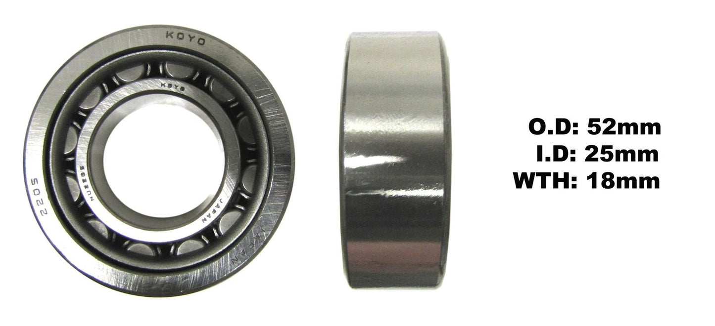 Koyo Bearing NU205 (ID:25mm x OD:52mm x W:15mm)