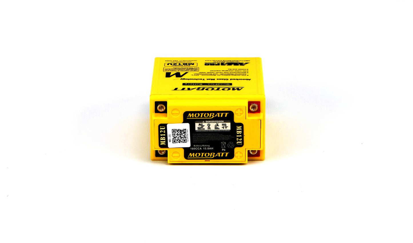 Motobatt Battery MB12U 12v 14.8Ah (20Hr) CCA:170A YB12AA, YB12ALA2 L:134mm x H:161mm x W:80mm