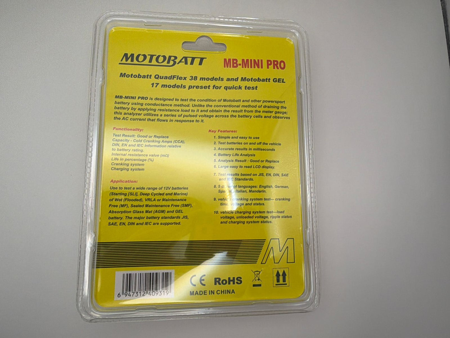 Motobatt MB-Mini Pro Tester Lead Acid & Lithium Electronic Battery and System Tester