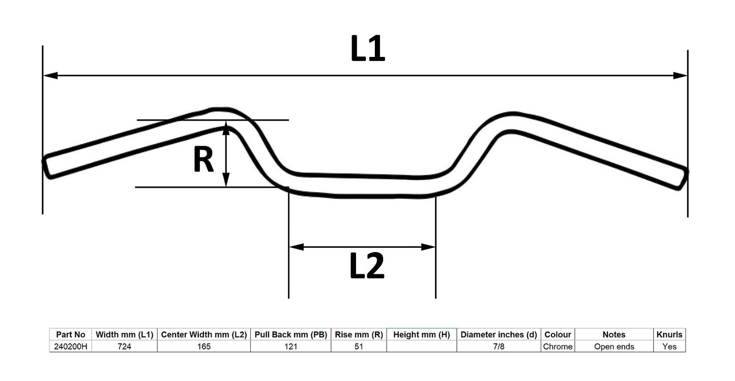 Handlebar 7/8'' Chrome 2'' Rise