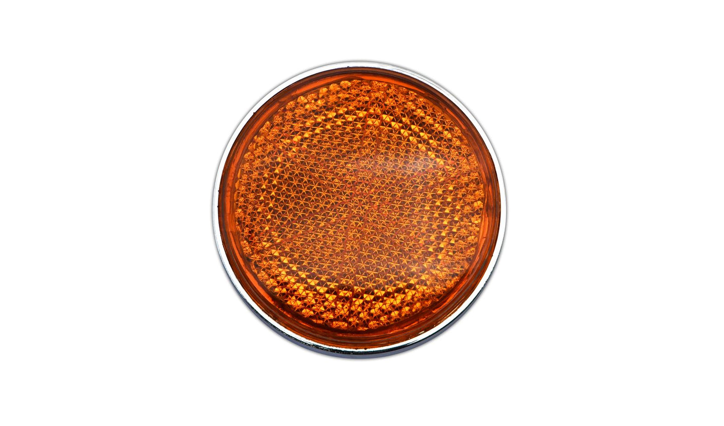 Reflector Orange Round Bolt-on Chrome Rim OD 60mm 5mm Bolt