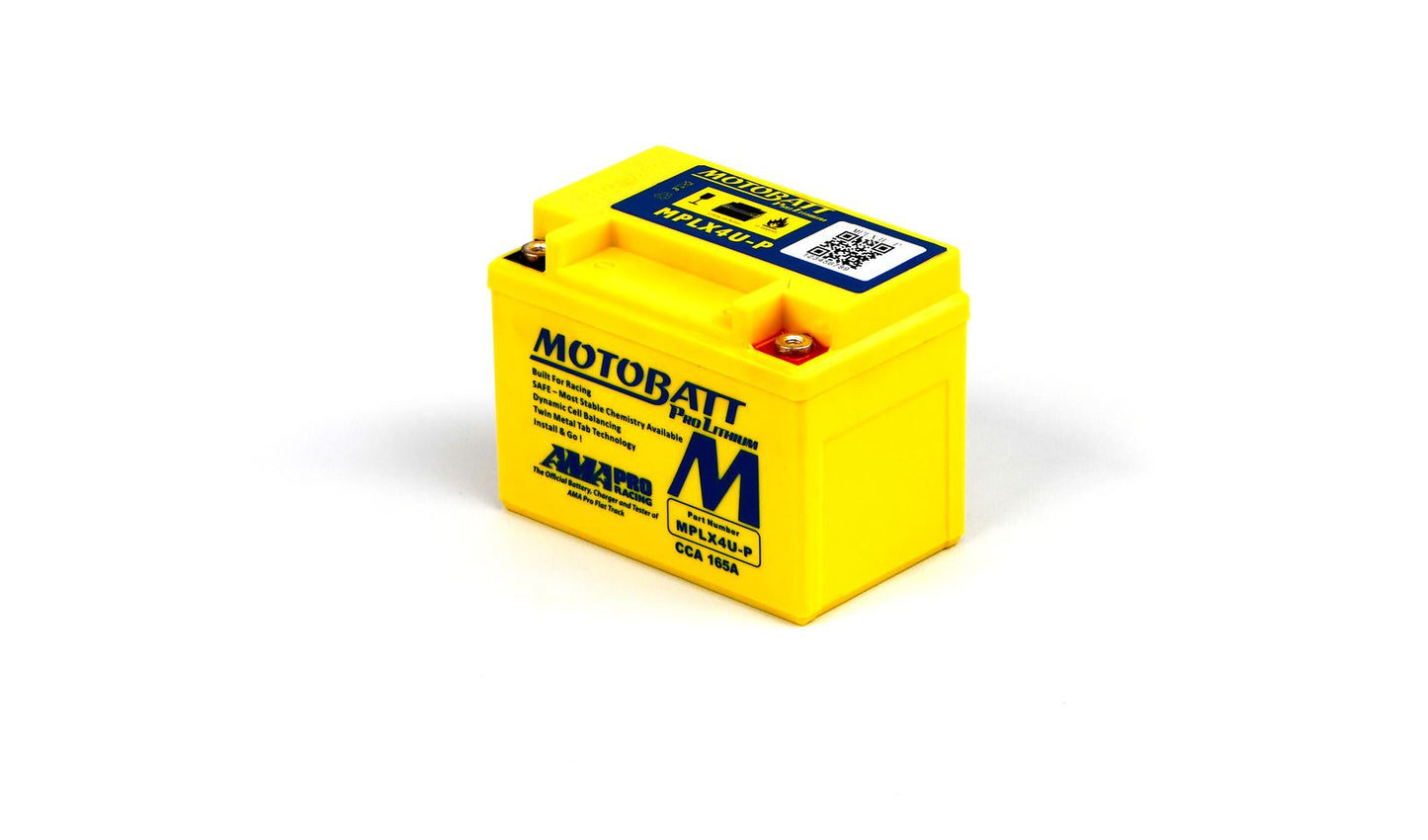 Motobatt Lithium Battery MLX4U-P 12v 2.2AH CCA:45A YTX4L-BS, YT4L-BS, YTZ5S-BS, YB4L-A, YB4L-B L:114mm x H:87mm x W:70mm (Also Has 20mm Spacer)
