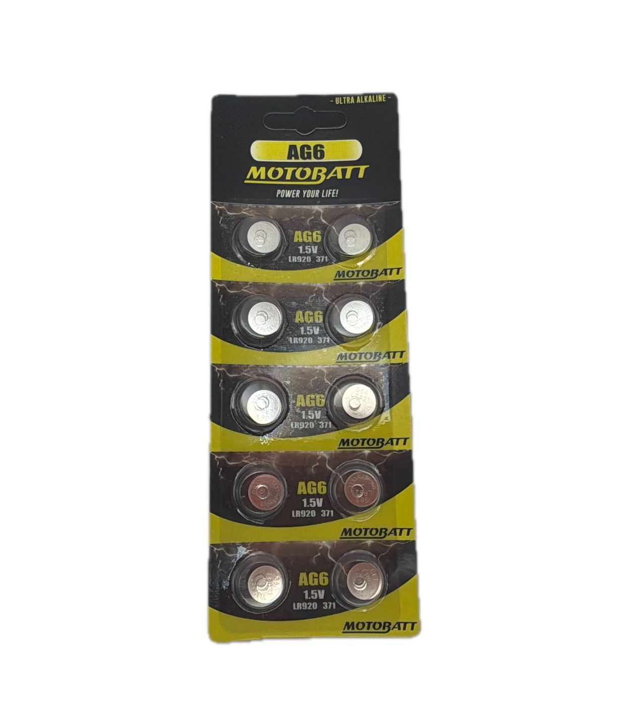 Motobatt AG6, LR920, 370, 371 1.5v 28mAH Alkaline Button Cell Batteries