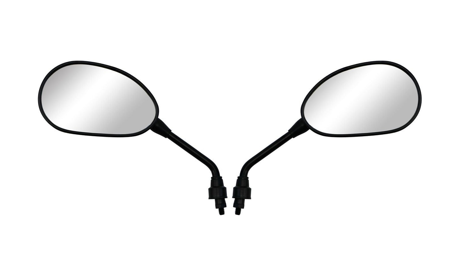 Mirrors Left & Right 8mm Black Rectangle Sports Long Stem